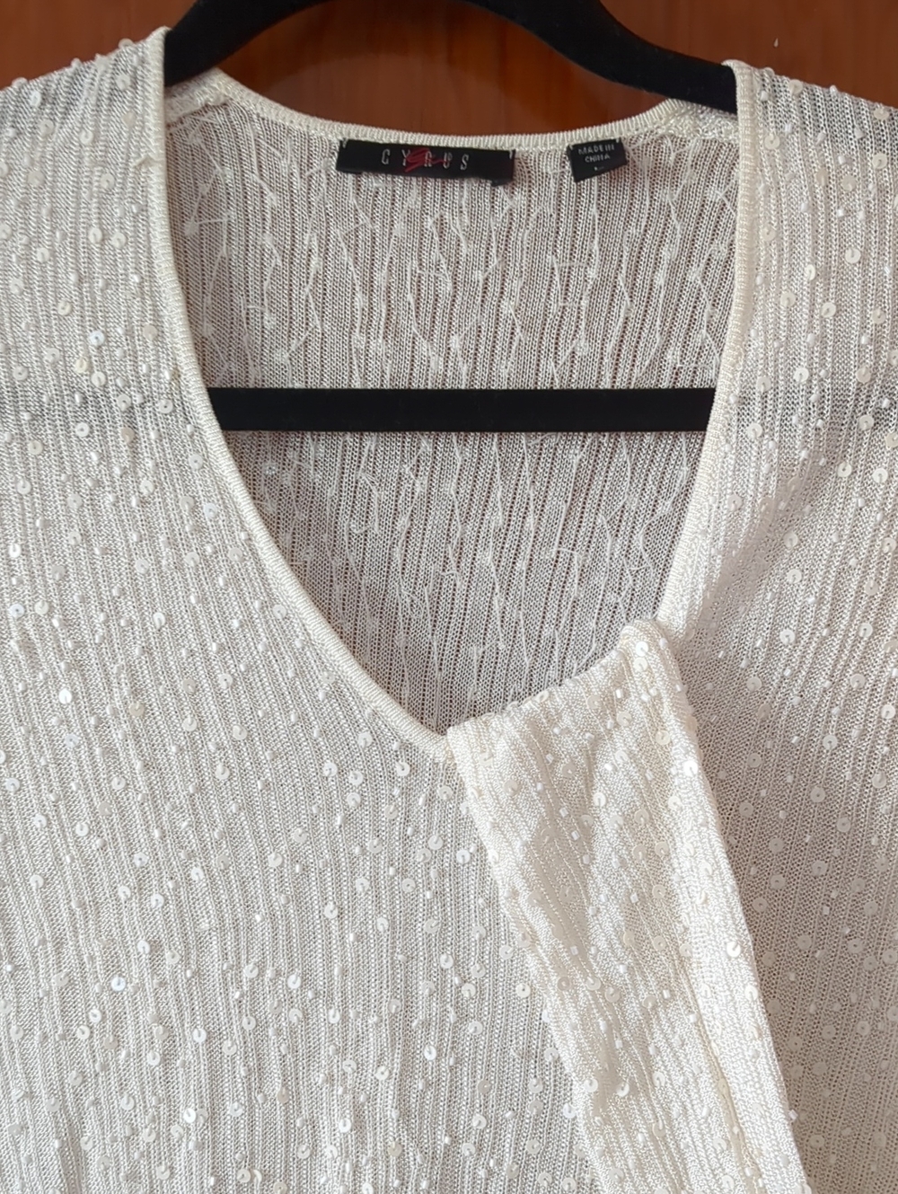 Cyrus Ivory Sequin V-Neck Top